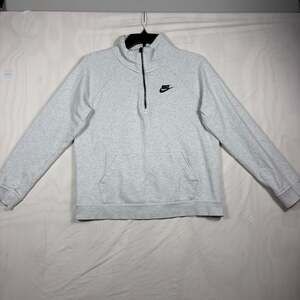Nike Sportswear Club Fleece Half-Zip Pullover Sweatshirt Gray Heather Size Small